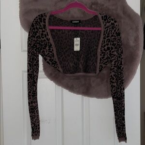 Express Black Long Sleeve Fitted Crop Top